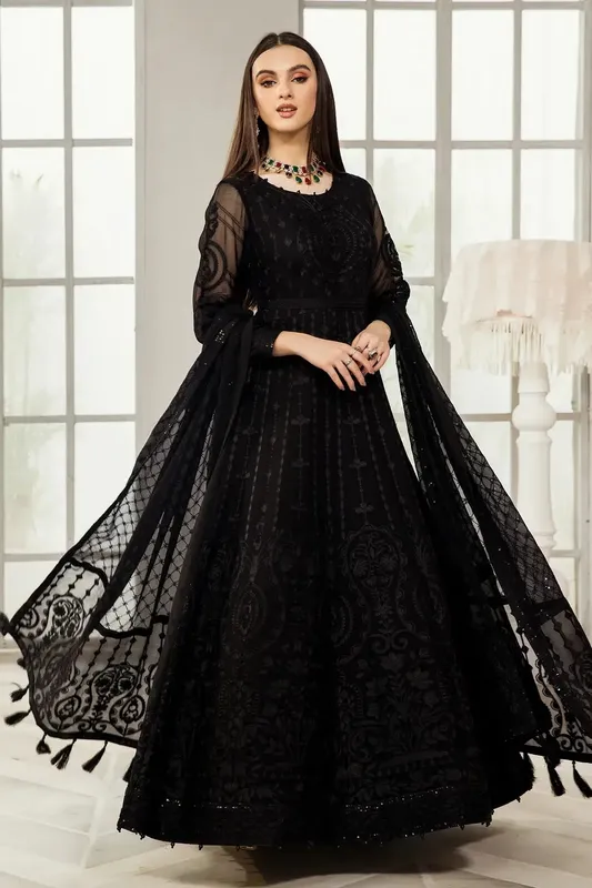 Alizeh Formals Collection Black Raw Silk – view 1 – Poshaq