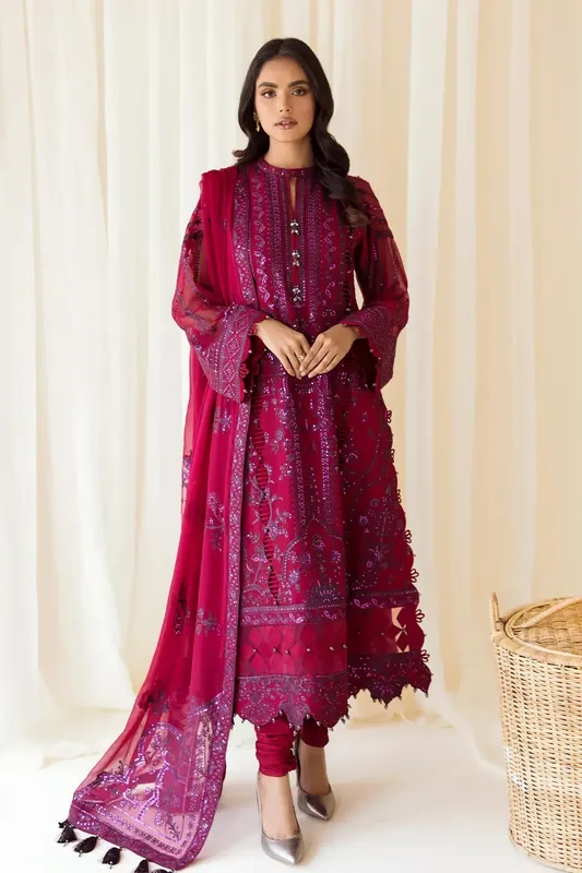 Alizeh Formals Collection Maroon Chiffon – view 1 – Poshaq