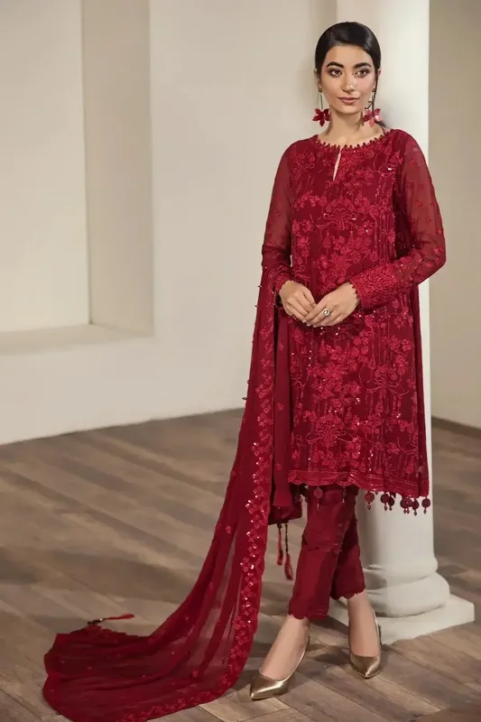 Alizeh Formals Collection Red Chiffon – view 1 – Poshaq