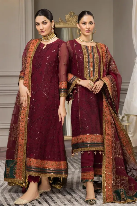 Alizeh Formals Collection Plum Organza – view 1 – Poshaq