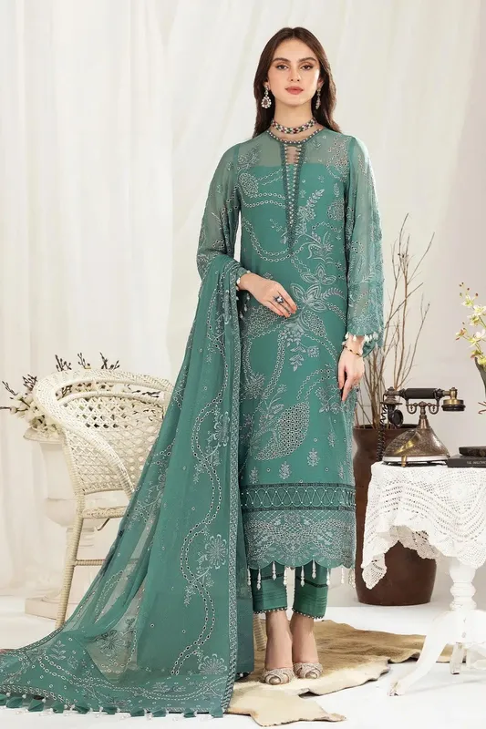 Alizeh Formals Collection Green Raw Silk – view 1 – Poshaq