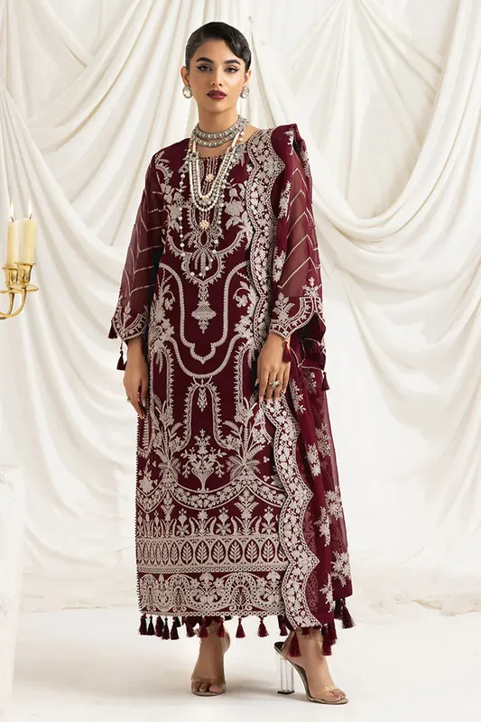 Alizeh Formals Collection Maroon Chiffon – view 1 – Poshaq