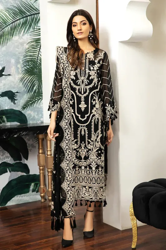 Alizeh Formals Collection Black Chiffon – view 1 – Poshaq
