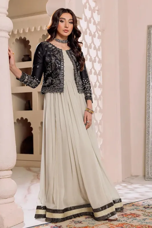 Alizeh Formals Collection Off White Raw Silk – view 1 – Poshaq