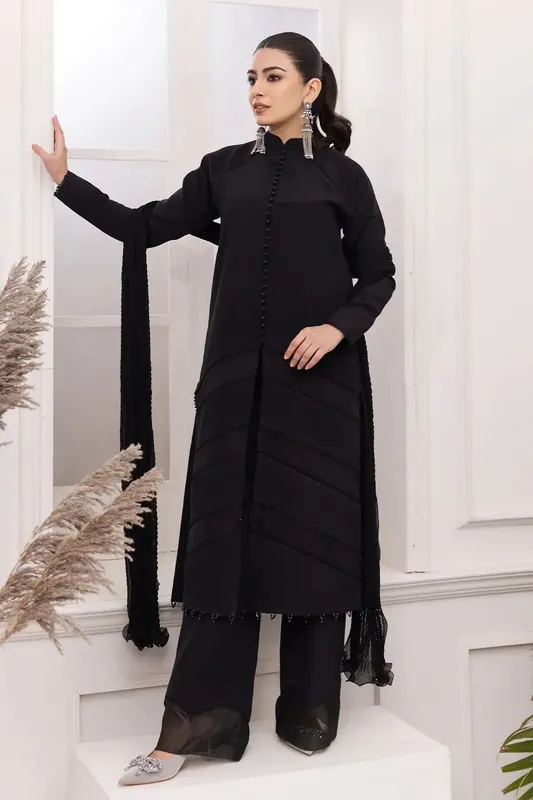 Alizeh Formals Collection Black Raw Silk – view 1 – Poshaq