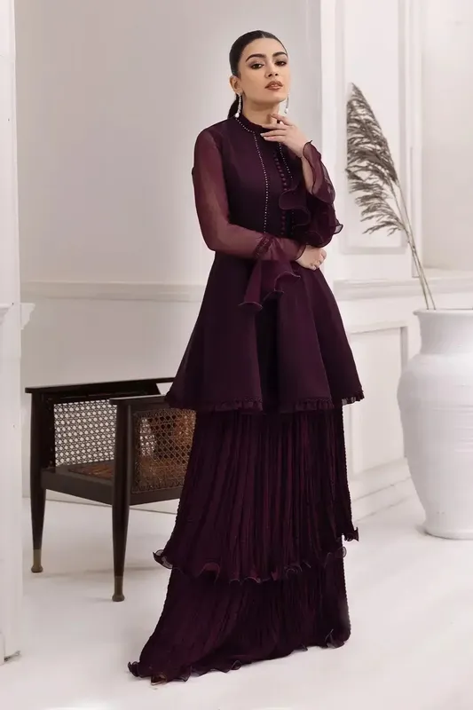 Alizeh Formals Collection Purple Chiffon – view 1 – Poshaq