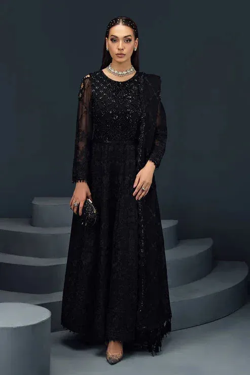 Alizeh Reena Handcrafted 24 Black Chiffon – view 1 – Poshaq