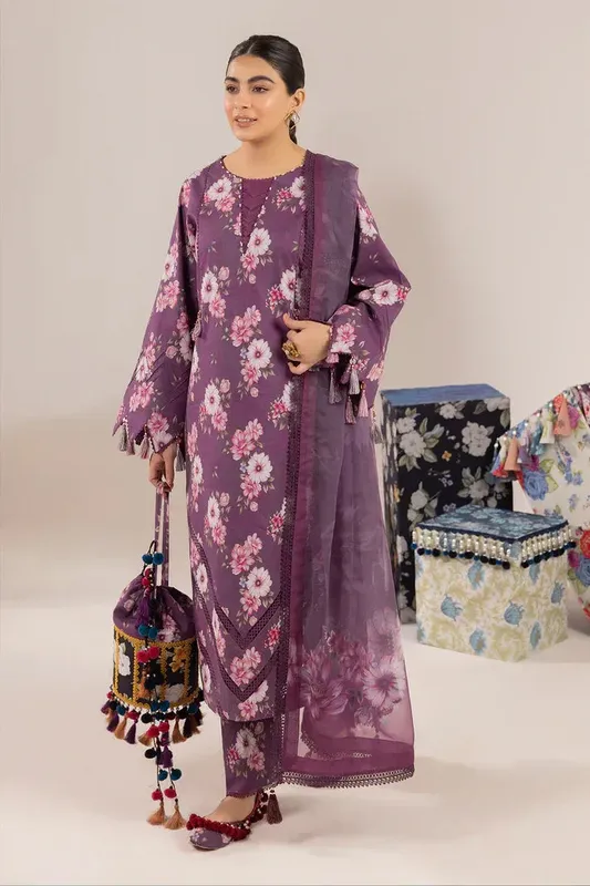 Alizeh Sheen Lawn Prints 24 Purple Chiffon – view 1 – Poshaq