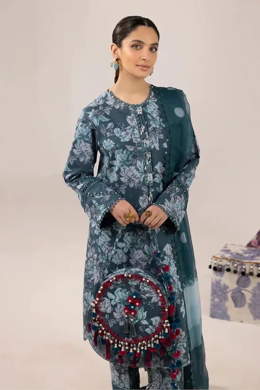 Alizeh Sheen Lawn Prints 24 Blue Chiffon – view 1 – Poshaq