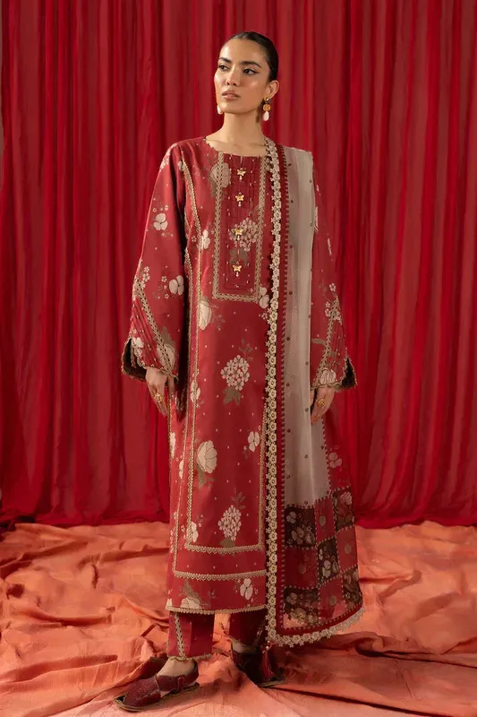 Alizeh Sheen Lawn Prints 24 Red Chiffon – view 1 – Poshaq