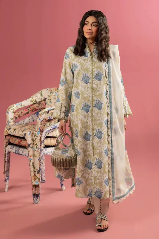 Alizeh Sheen Lawn Prints 24 Green Chiffon – view 1 – Poshaq
