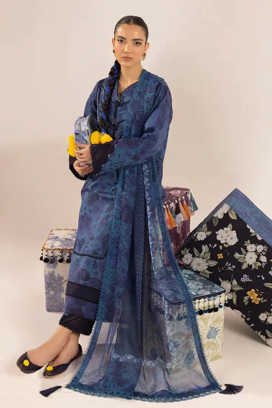 Alizeh Sheen Lawn Prints 24 Blue Chiffon – view 1 – Poshaq