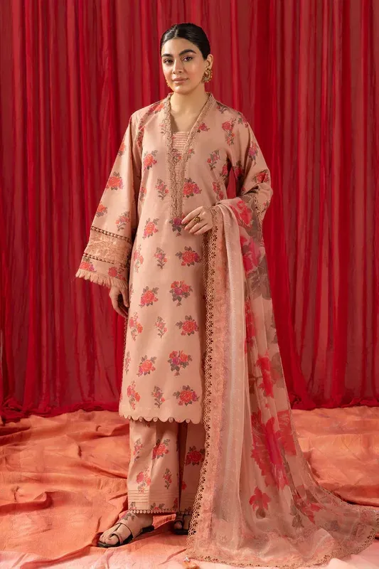 Alizeh Sheen Lawn Prints 24 Pink Chiffon – view 1 – Poshaq