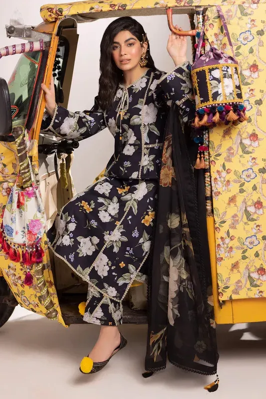 Alizeh Sheen Lawn Prints 24 Black Chiffon – view 1 – Poshaq