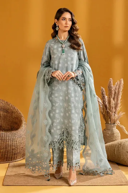 Alizeh Maahi Embroidered Lawn Grey Organza – view 1 – Poshaq