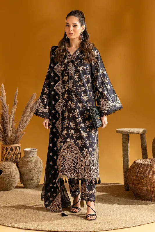 Alizeh Maahi Embroidered Lawn Black Organza – view 1 – Poshaq