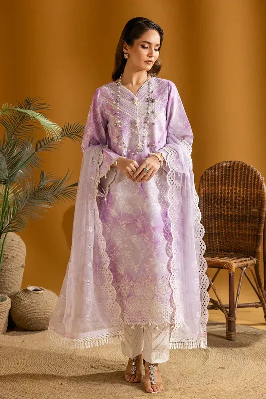 Alizeh Maahi Embroidered Lawn Lilac Chiffon – view 1 – Poshaq