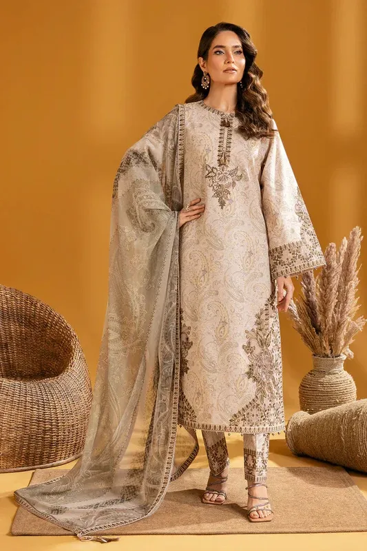 Alizeh Maahi Embroidered Lawn Skin Organza – view 1 – Poshaq
