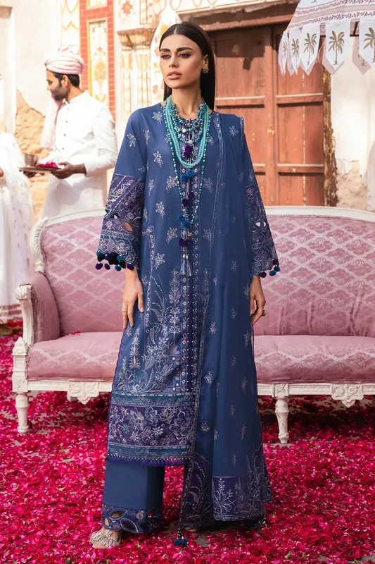 Alizeh Rawayat Luxury Lawn 24 Navy Blue Organza – view 1 – Poshaq