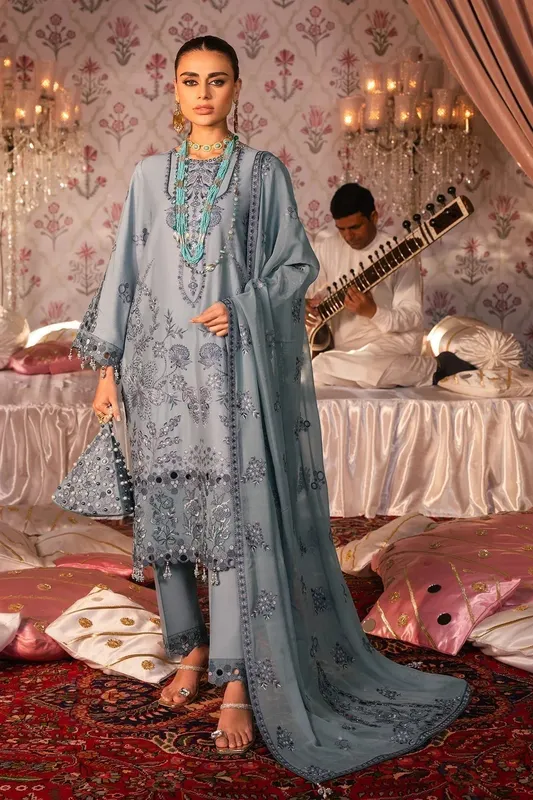 Alizeh Rawayat Luxury Lawn 24 Grey Organza – view 1 – Poshaq