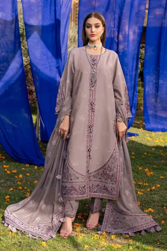 Alizeh Rawayat Luxury Lawn 24 Lavender Organza – view 1 – Poshaq