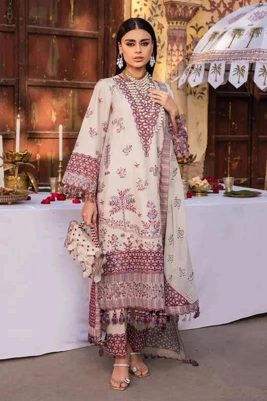 Alizeh Rawayat Luxury Lawn 24 Beige Organza – view 1 – Poshaq