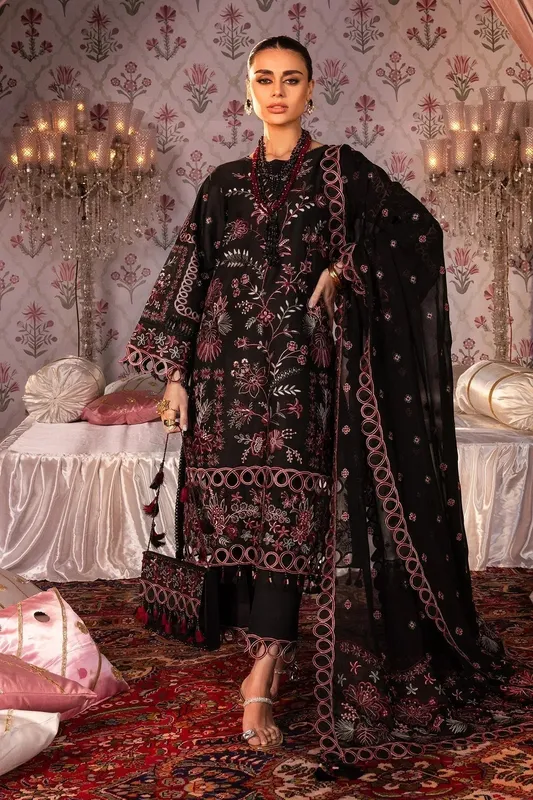 Alizeh Rawayat Luxury Lawn 24 Black Organza – view 1 – Poshaq