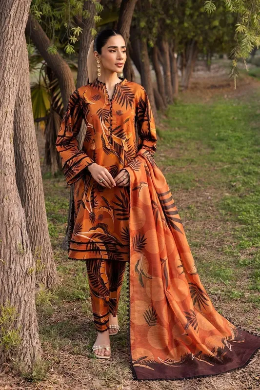 Alizeh Sheen Lawn Prints 24 Orange Lawn – view 1 – Poshaq