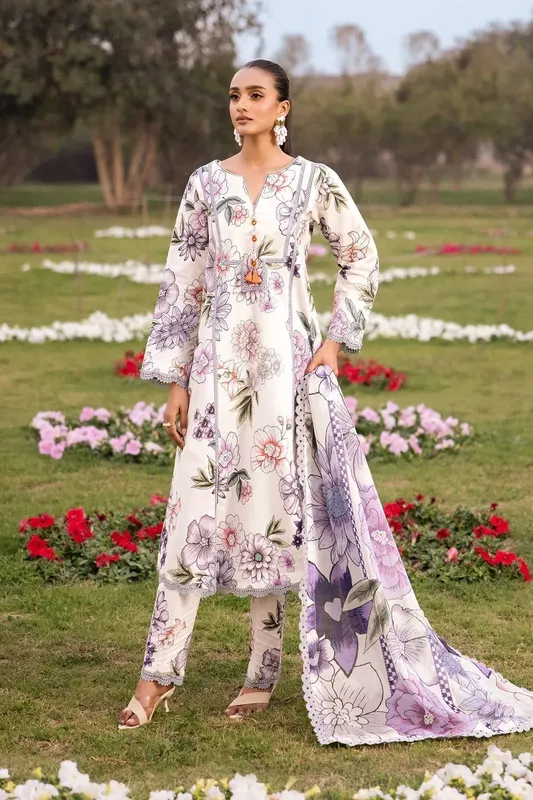 Alizeh Sheen Lawn Prints 24 Off White Silk – view 1 – Poshaq
