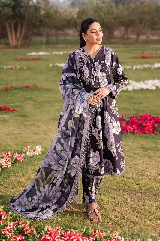 Alizeh Sheen Lawn Prints 24 Black Silk – view 1 – Poshaq
