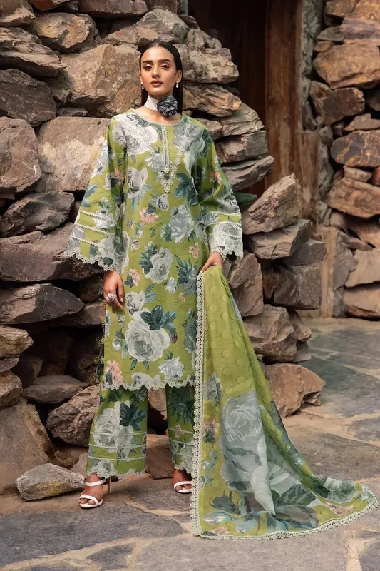 Alizeh Sheen Lawn Prints 24 Green Lawn – view 1 – Poshaq
