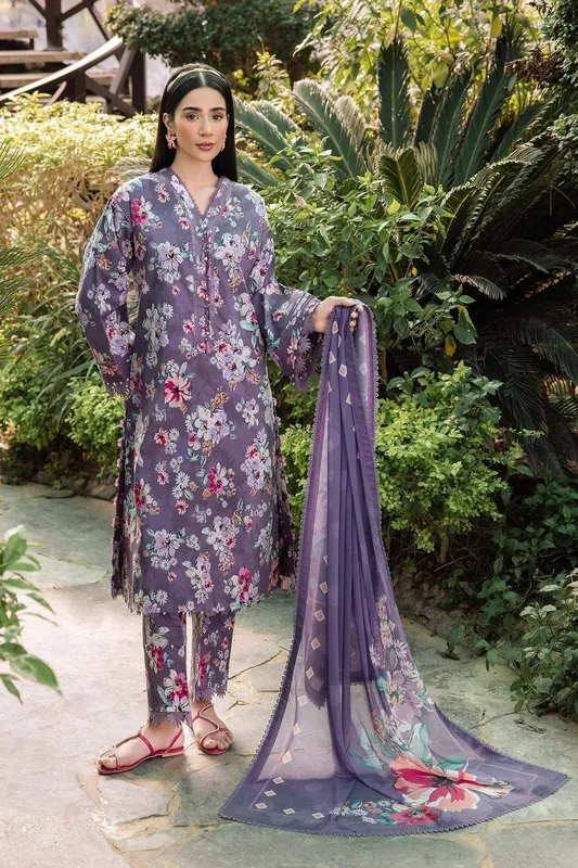 Alizeh Sheen Lawn Prints 24 Purple Chiffon – view 1 – Poshaq