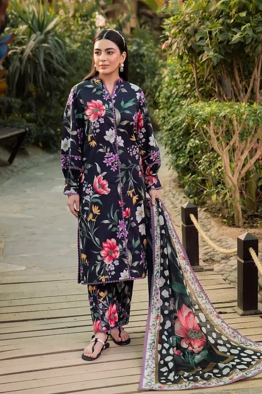 Alizeh Sheen Lawn Prints 24 Black Chiffon – view 1 – Poshaq