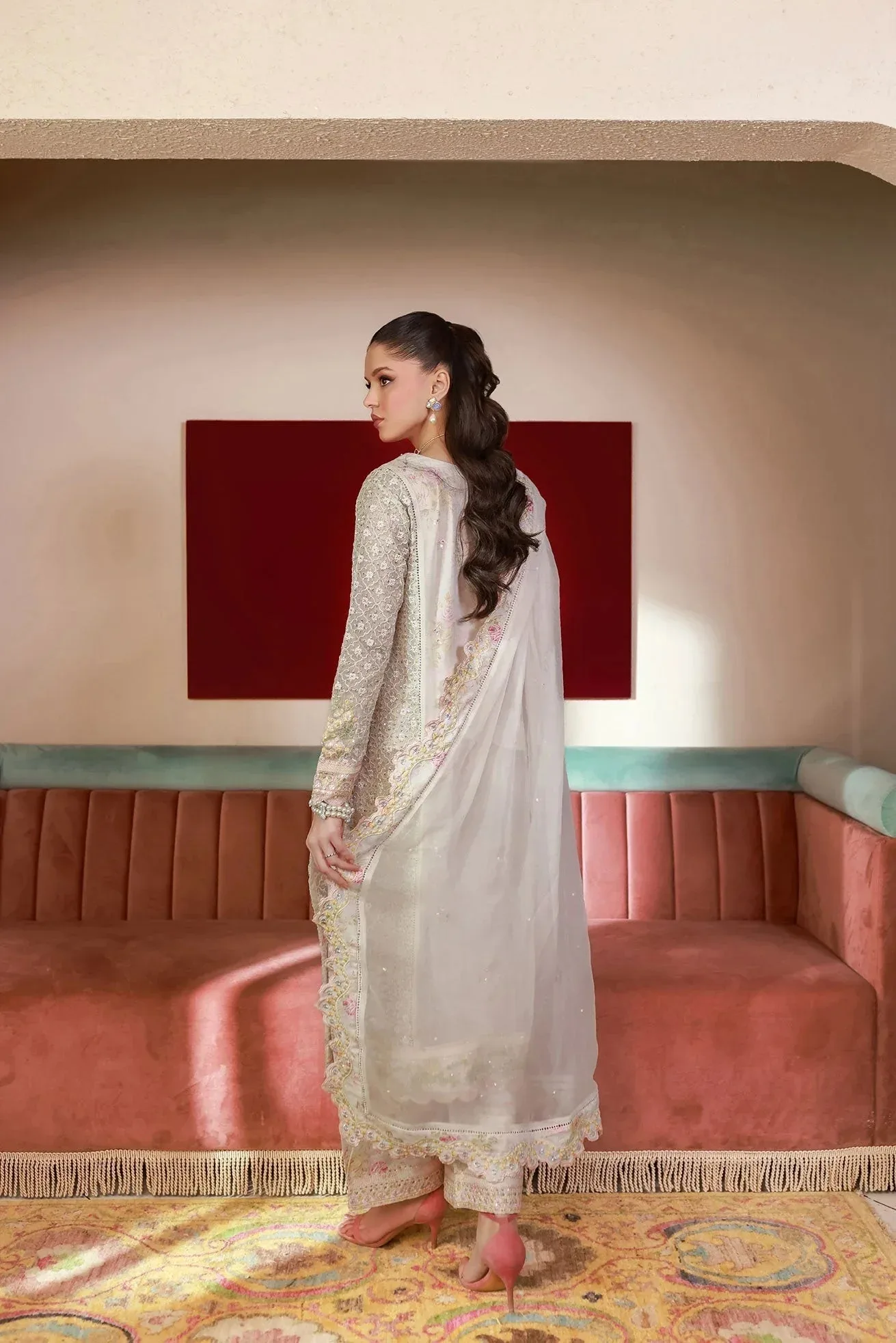 Dhanak Chiffon Pret Off White Chiffon – view 2 – Poshaq