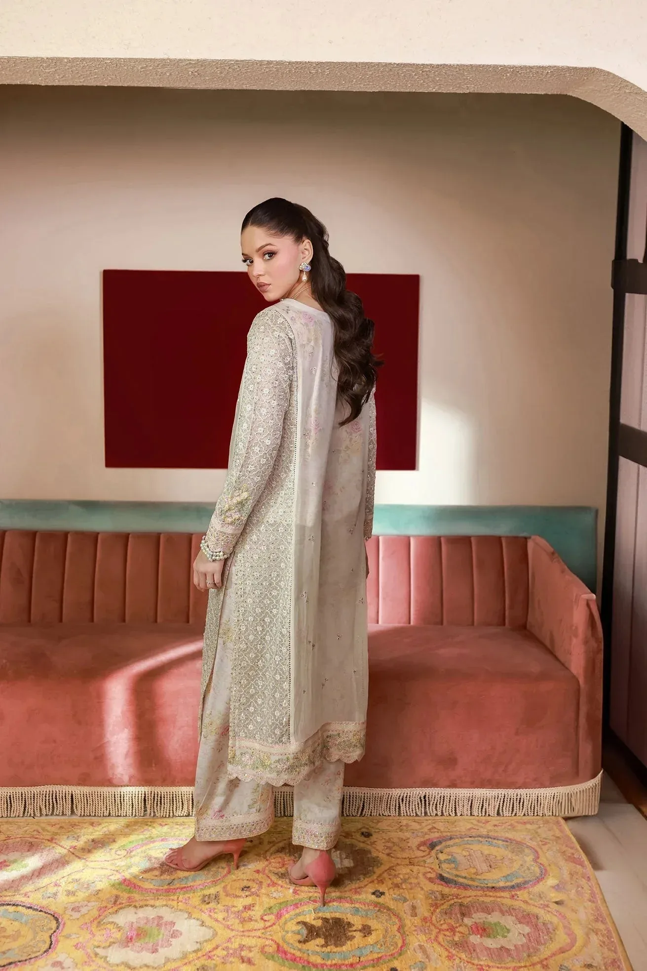 Dhanak Chiffon Pret Off White Chiffon – view 5 – Poshaq