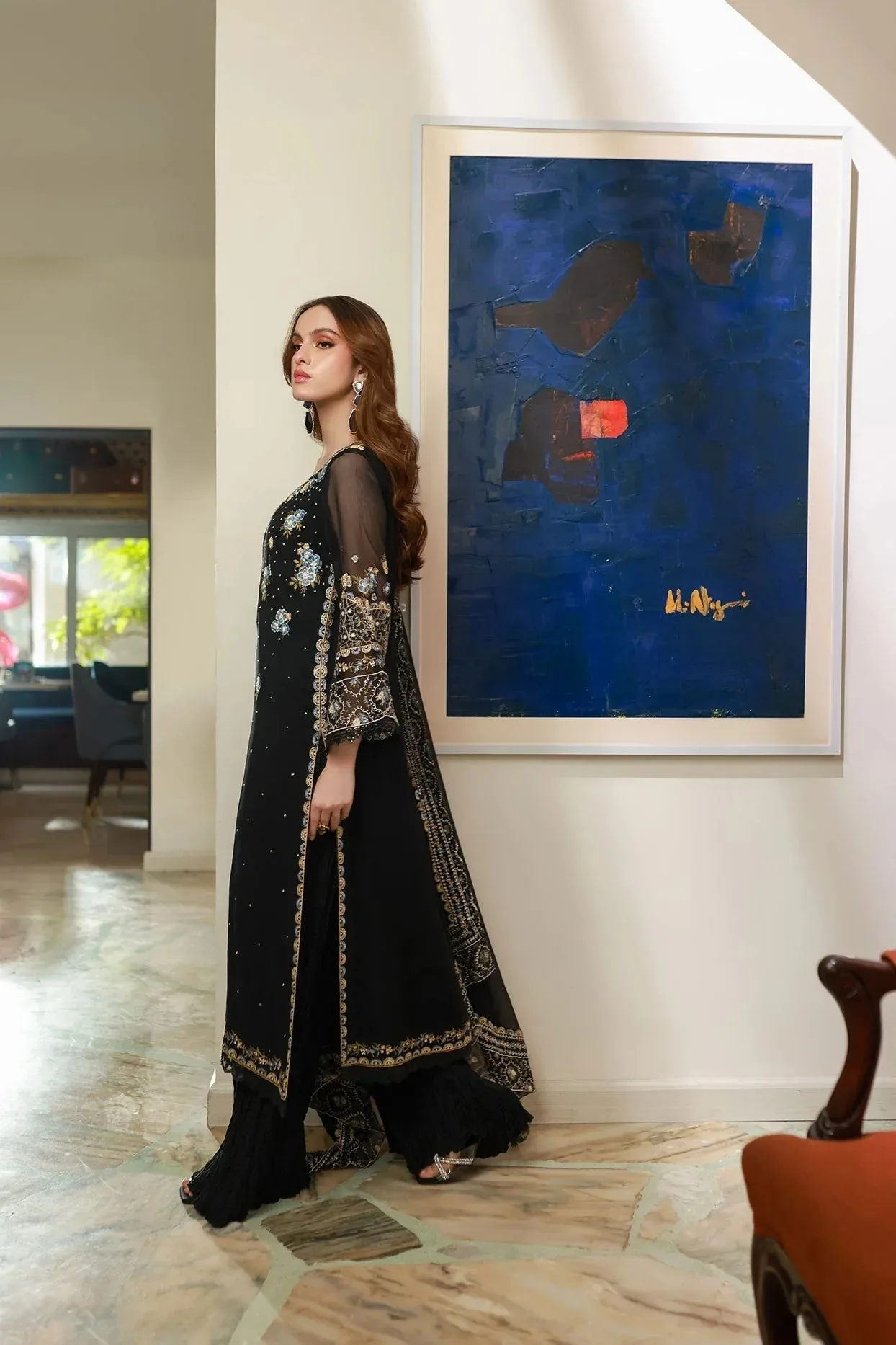 Dhanak Chiffon Pret Black Chiffon – view 7 – Poshaq