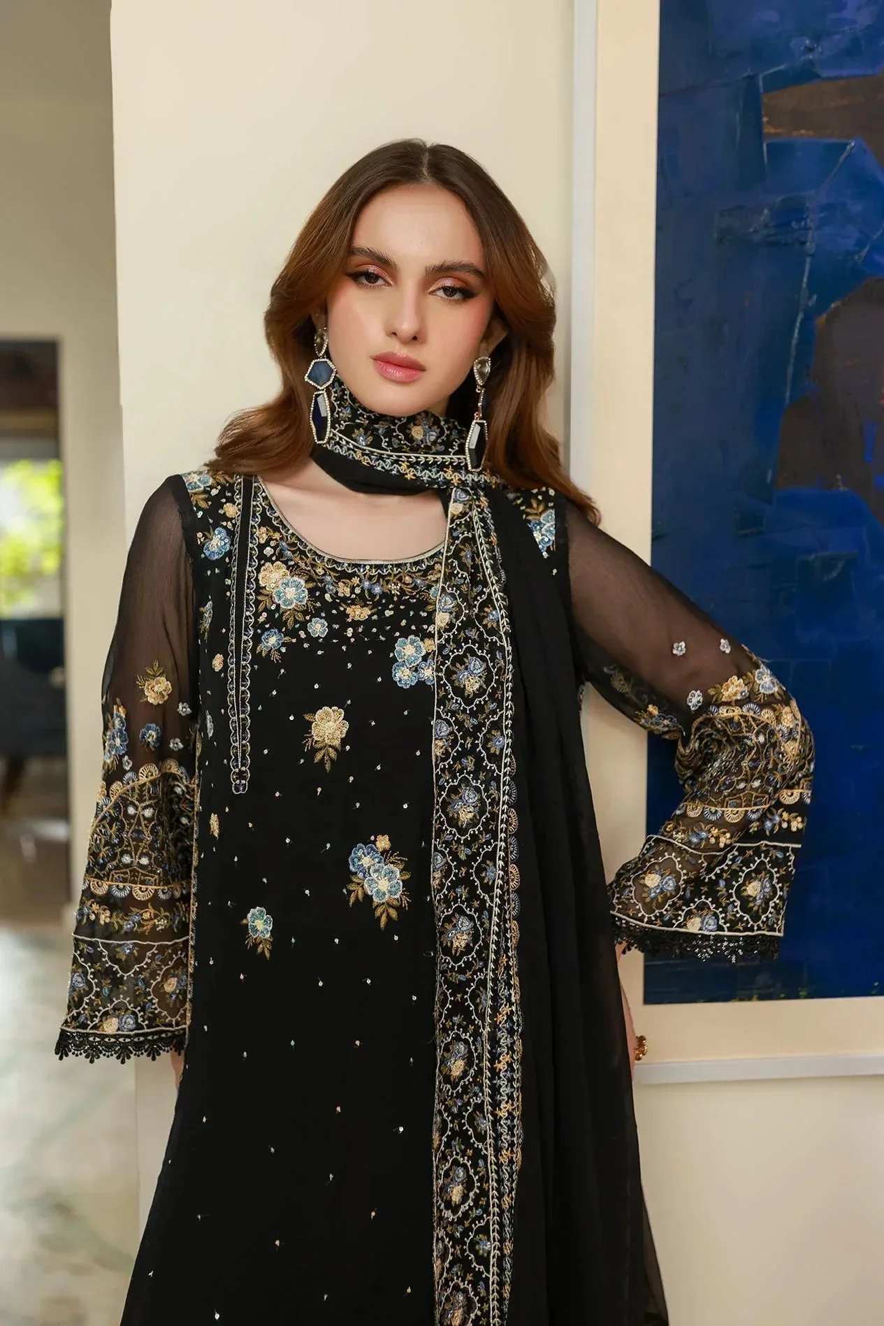 Dhanak Chiffon Pret Black Chiffon – view 8 – Poshaq