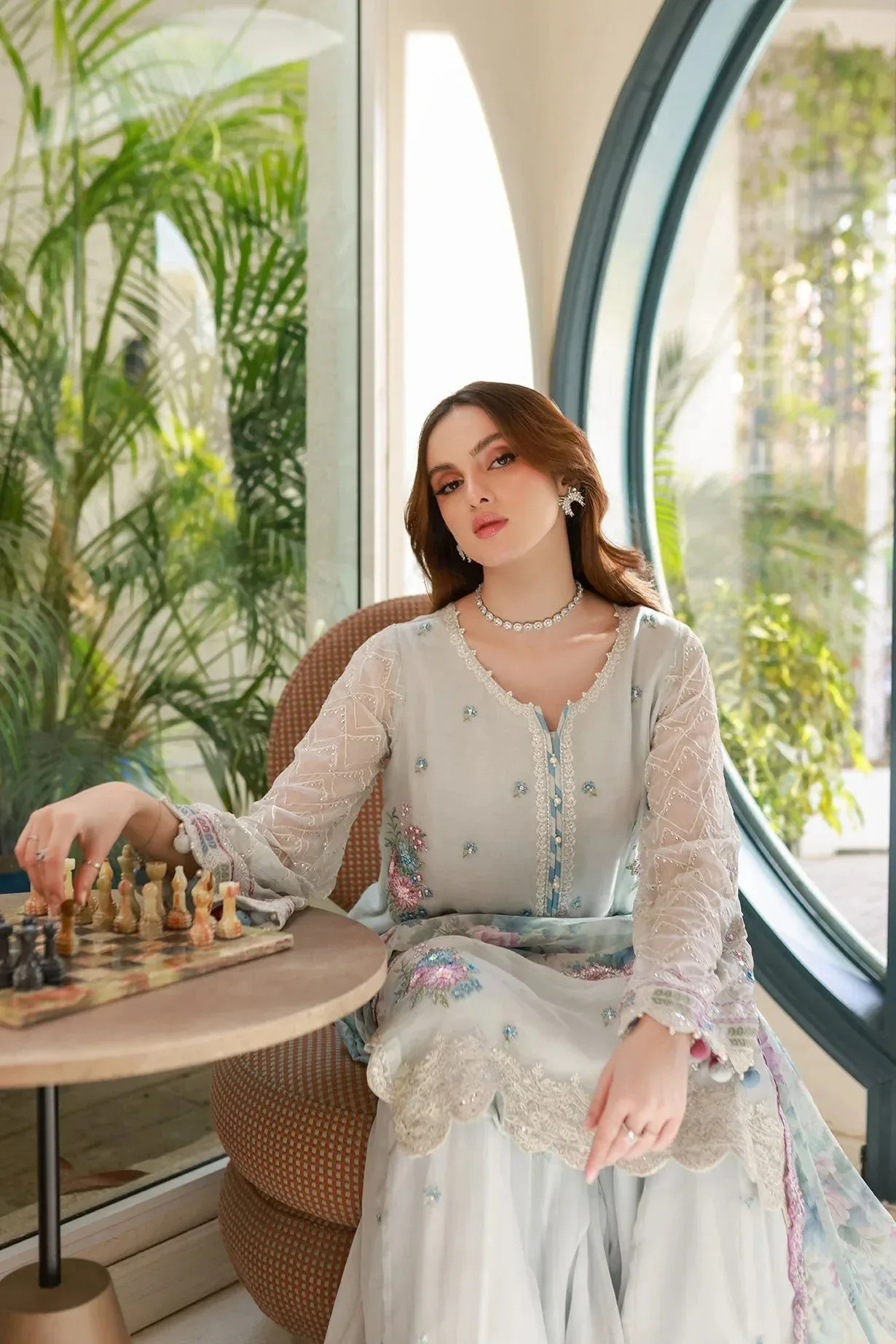 Dhanak Chiffon Pret Grey Raw Silk – view 5 – Poshaq