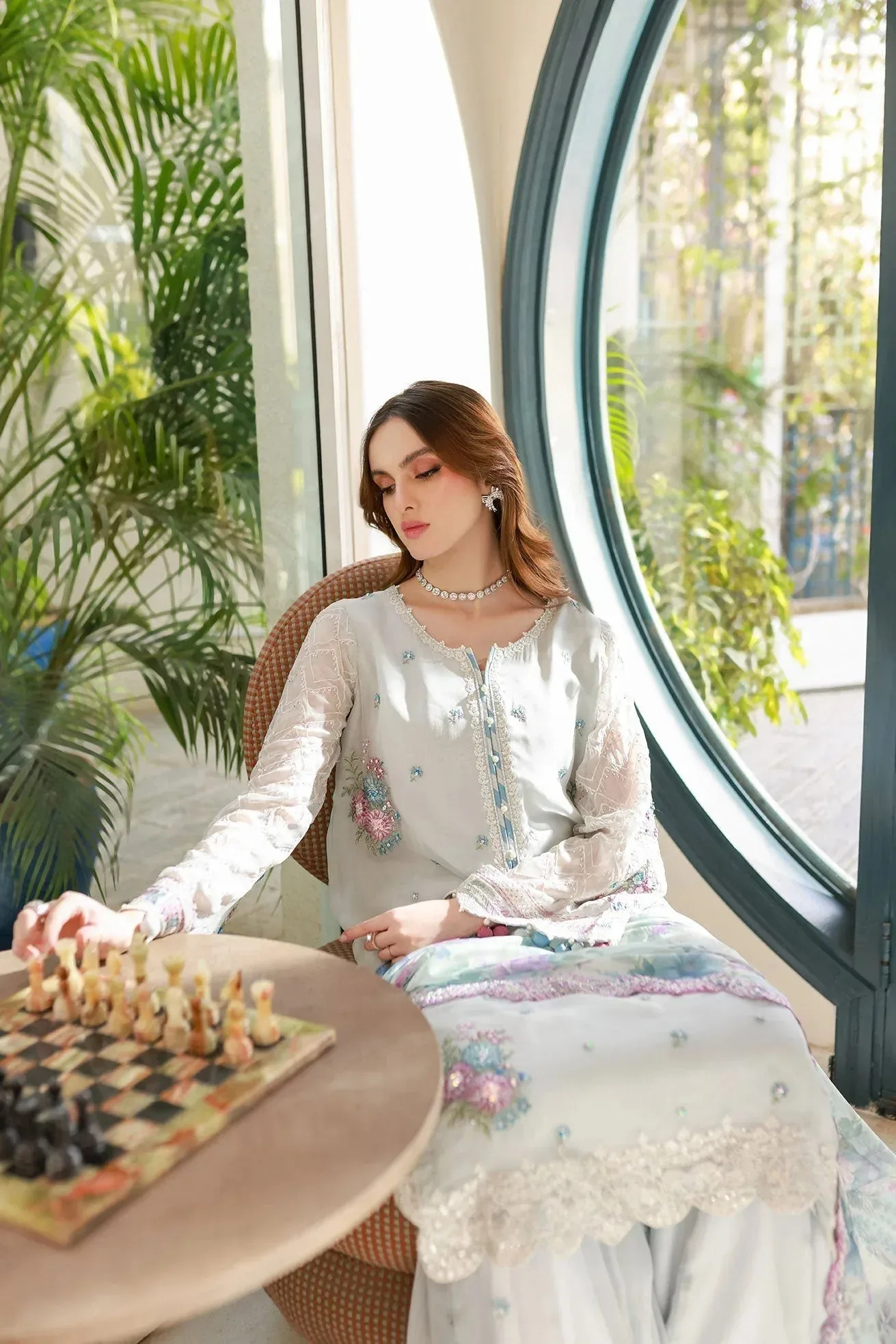Dhanak Chiffon Pret Grey Raw Silk – view 6 – Poshaq