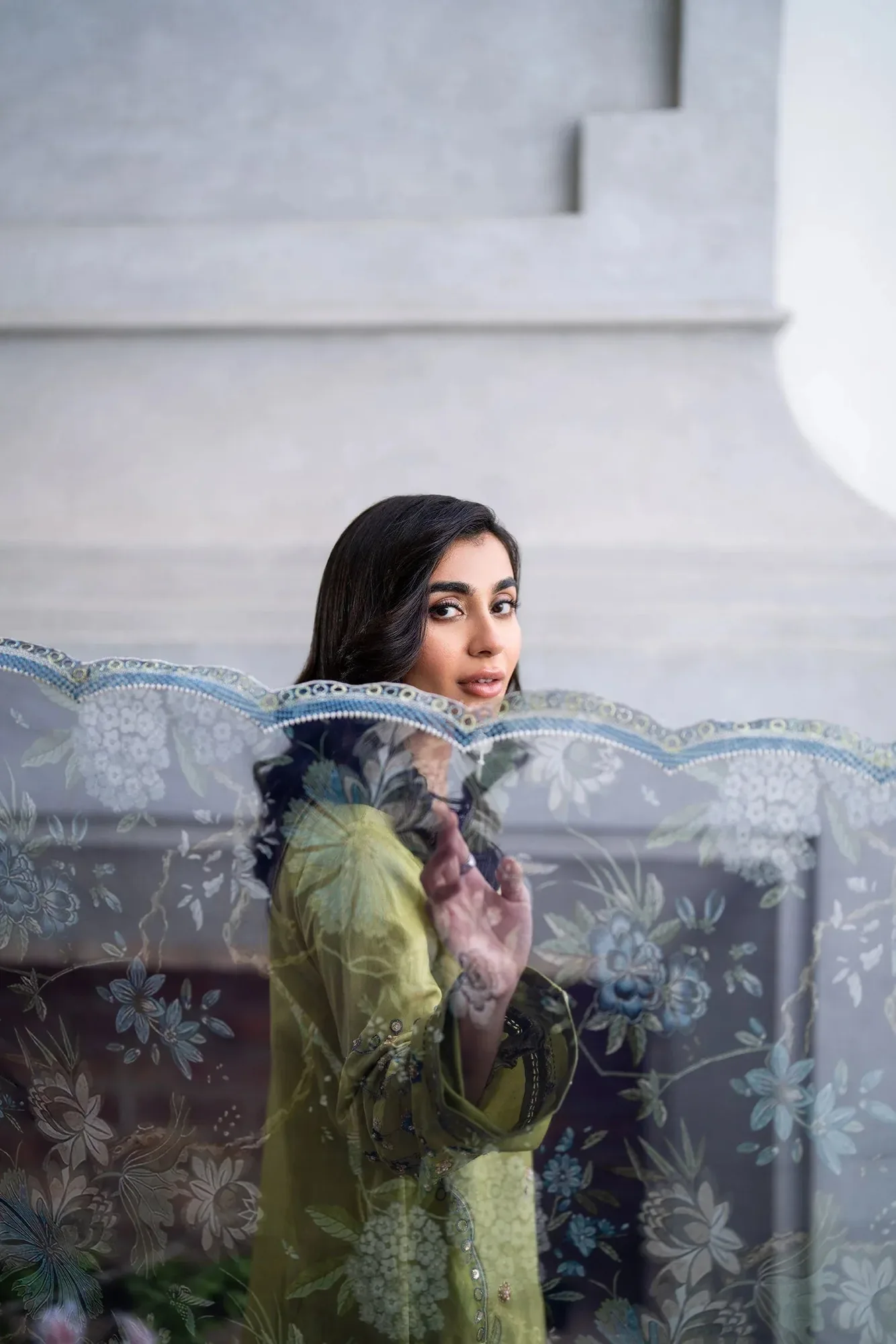 Dhanak SS 25 Luxury Pret Neon Green Cotton Silk – view 7 – Poshaq