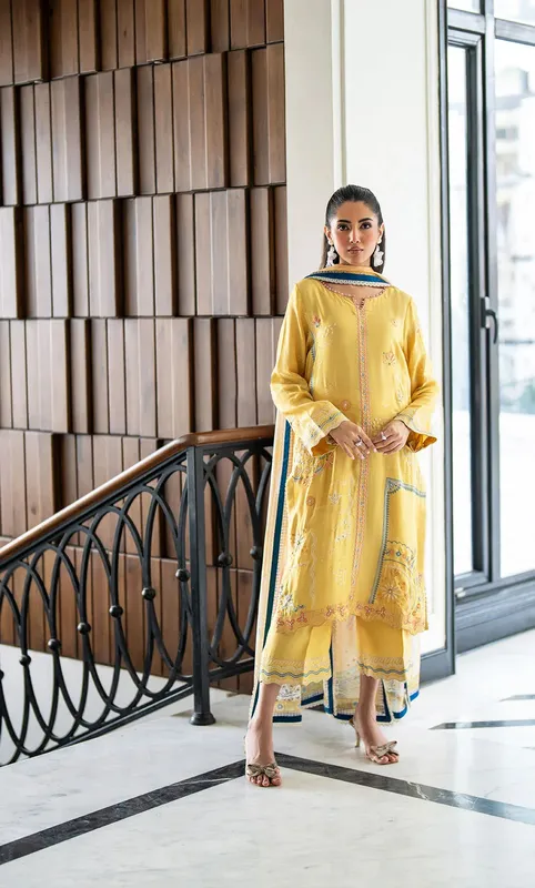 Dhanak SS 25 Luxury Pret Maize Yellow Cotton Silk – view 1 – Poshaq