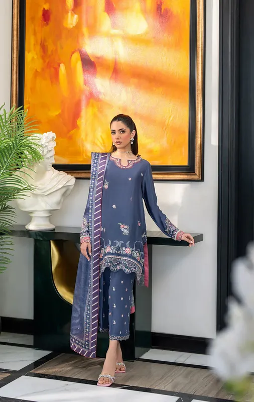 Dhanak SS 25 Luxury Pret Blue Cotton – view 1 – Poshaq