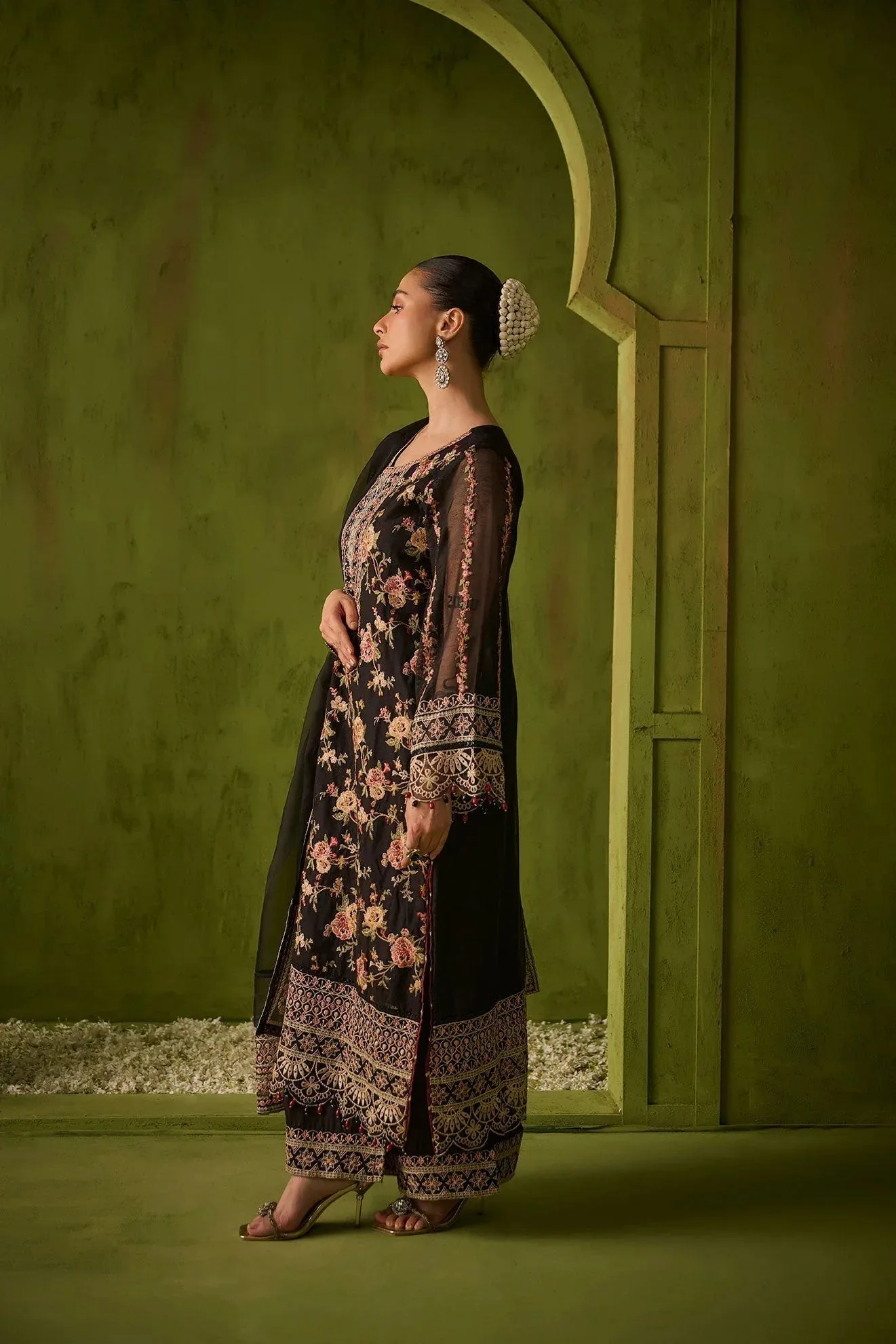 Dhanak Festive Formals Black Raw Silk – view 5 – Poshaq
