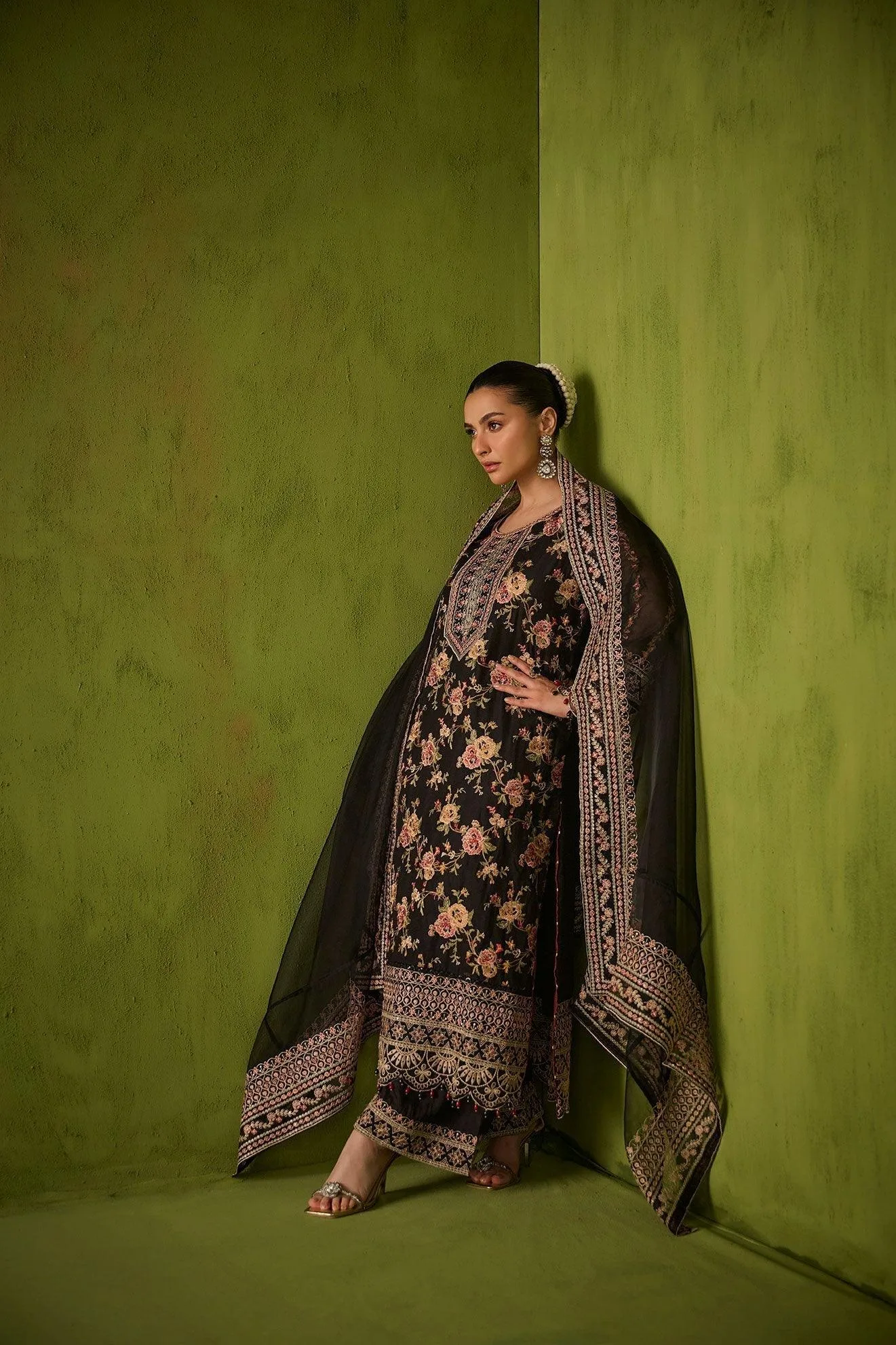 Dhanak Festive Formals Black Raw Silk – view 6 – Poshaq