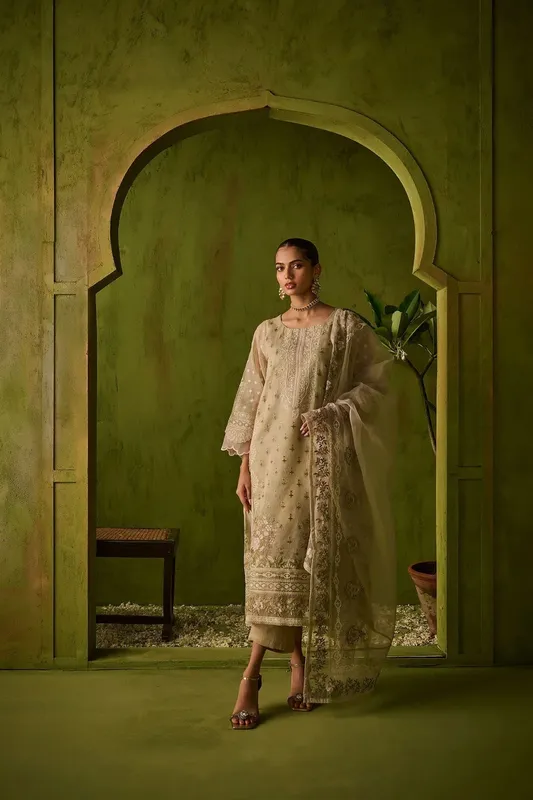 Dhanak Festive Formals Yellow Raw Silk – view 1 – Poshaq