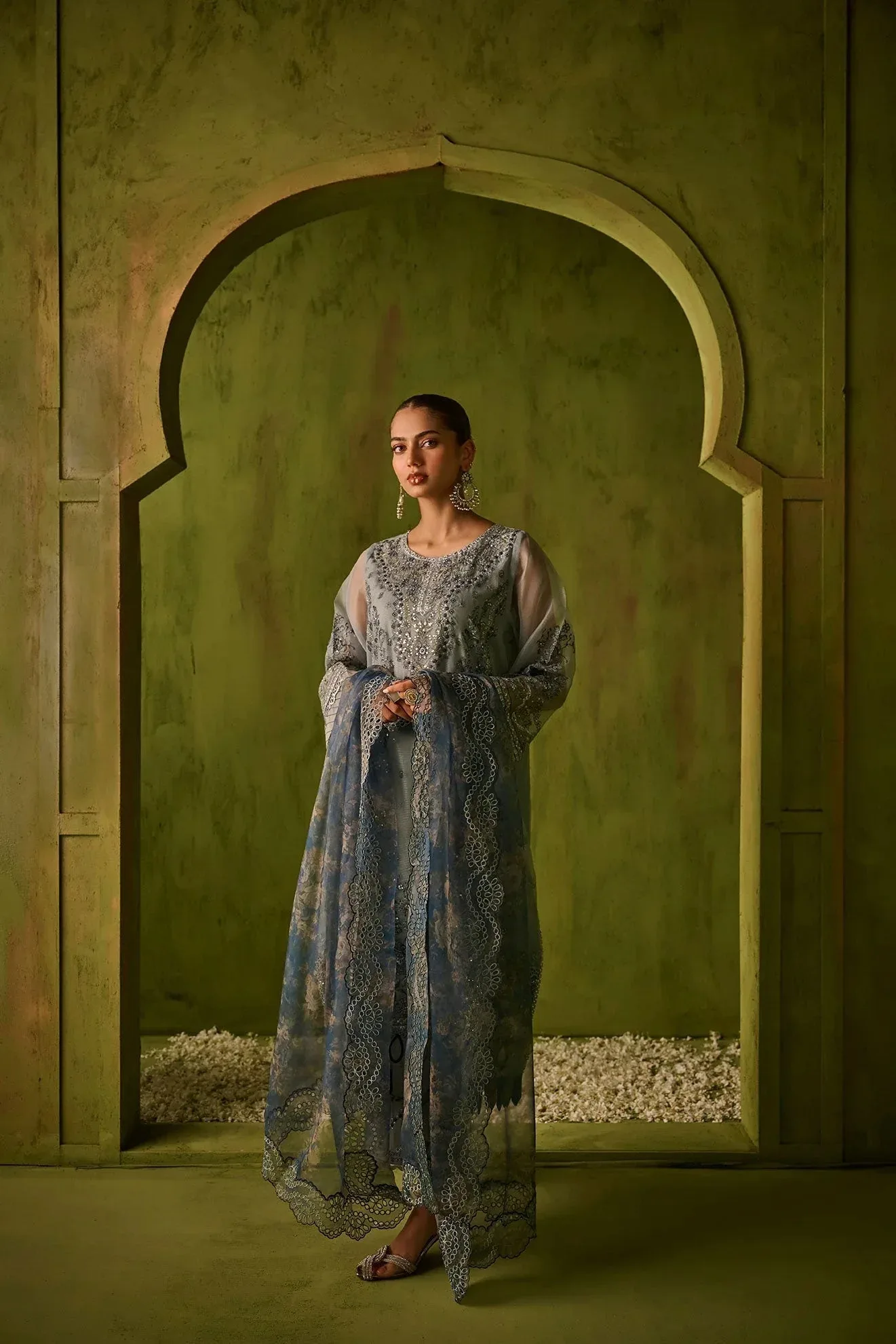 Dhanak Festive Formals Grey Raw Silk – view 1 – Poshaq