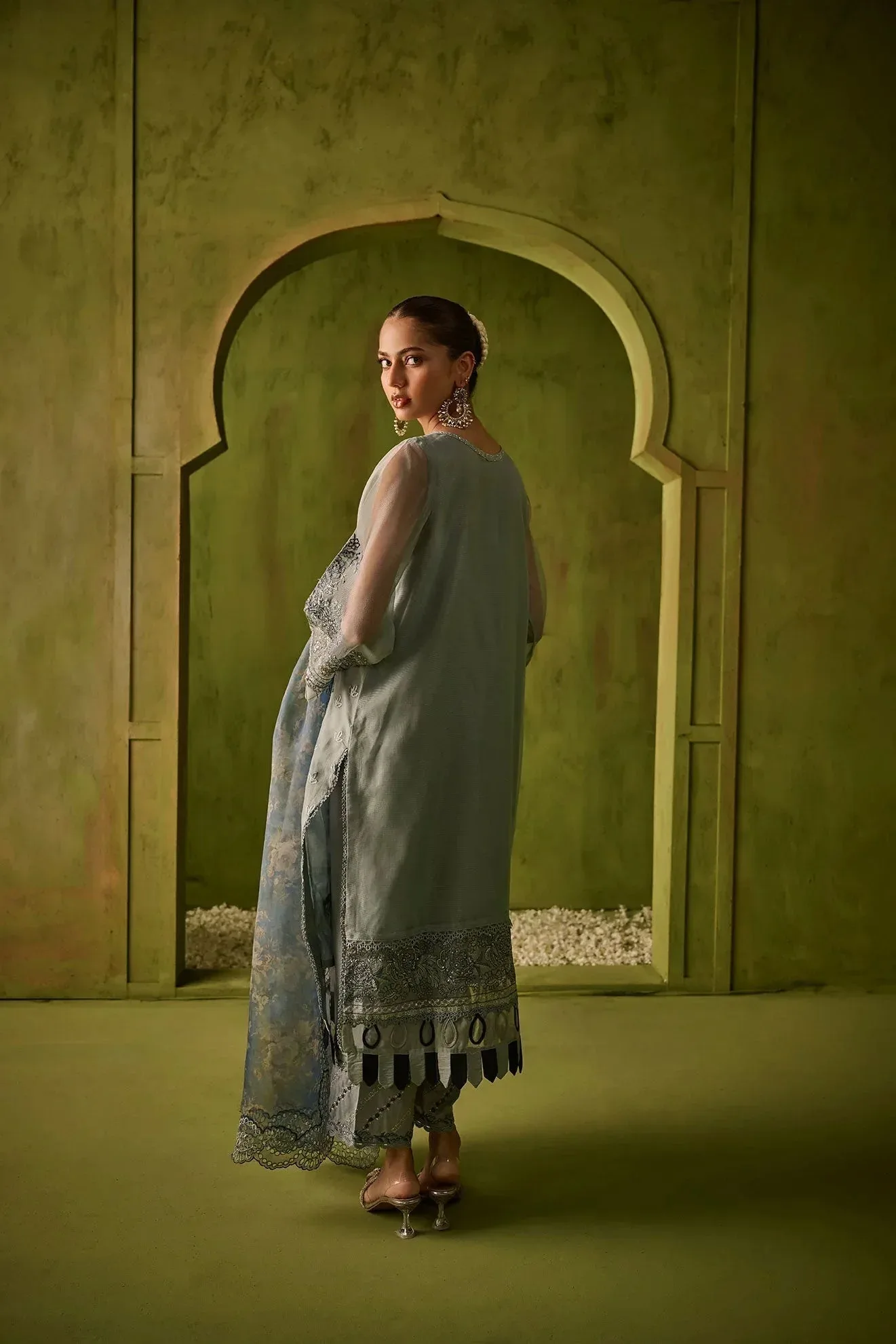 Dhanak Festive Formals Grey Raw Silk – view 2 – Poshaq