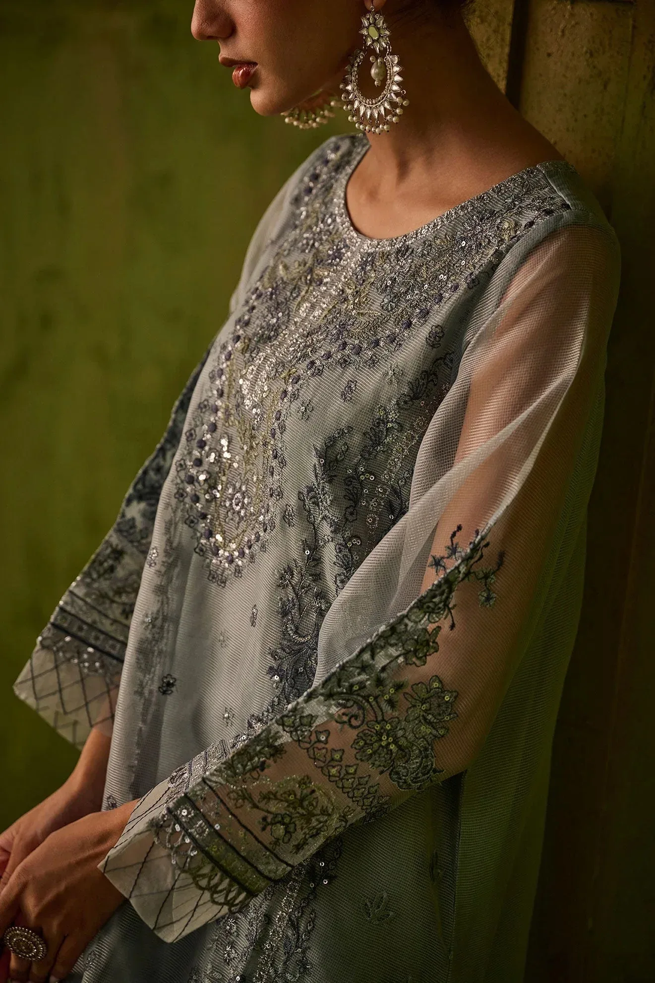 Dhanak Festive Formals Grey Raw Silk – view 3 – Poshaq