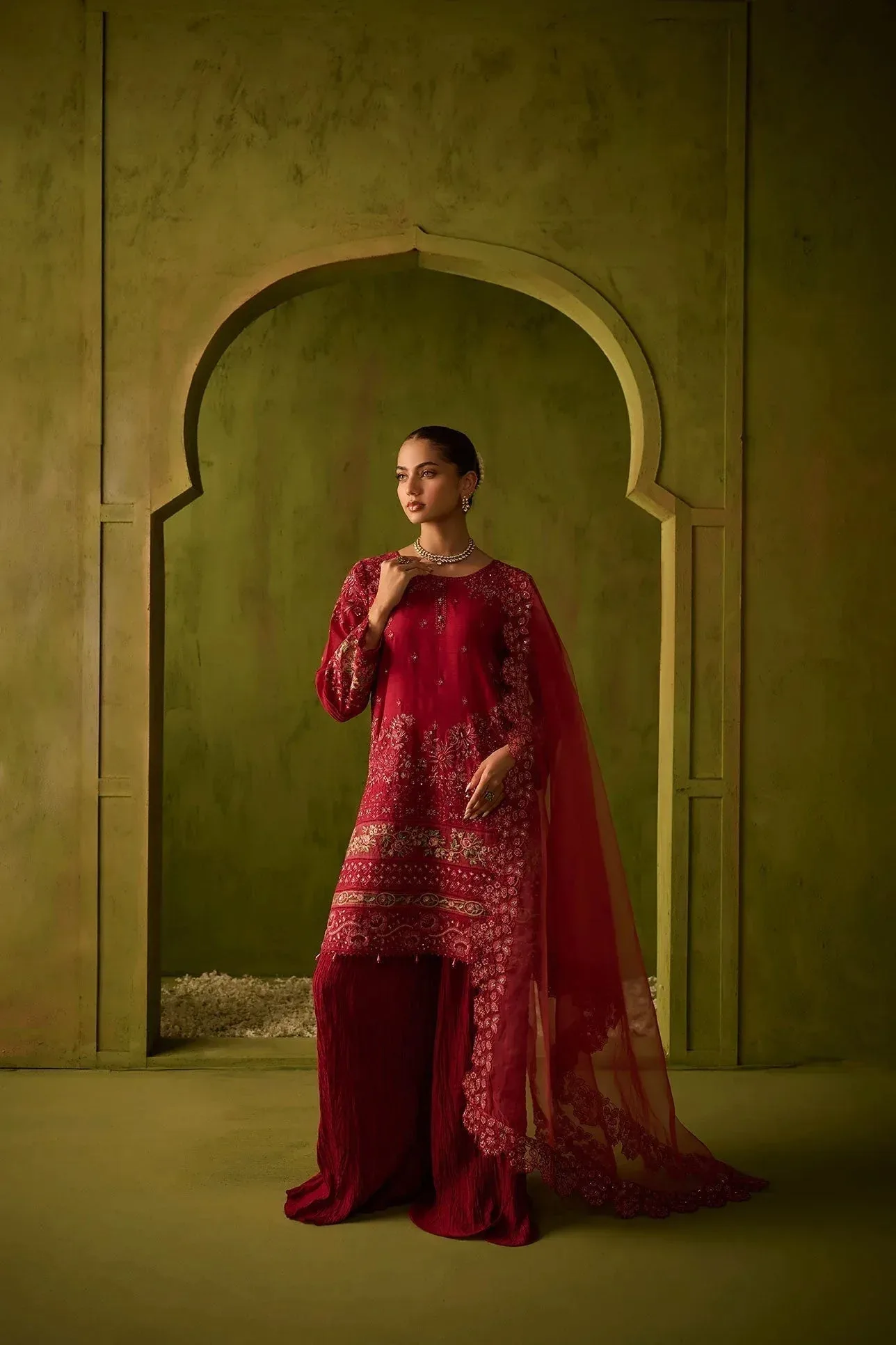 Dhanak Festive Formals Red Cotton Silk – view 1 – Poshaq