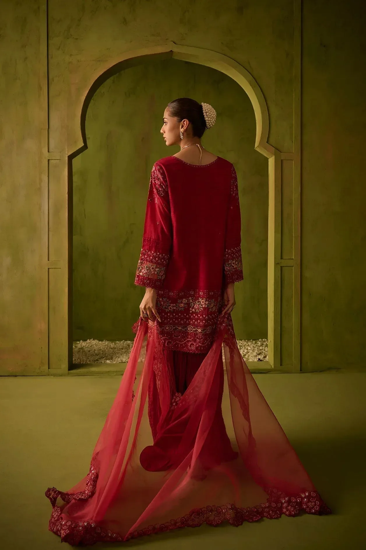 Dhanak Festive Formals Red Cotton Silk – view 2 – Poshaq